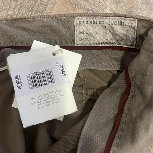 Brunello Cucinelli Mens Leisure Fit Cotton Pants Sz 48 / 34 US - Picture 5 of 8